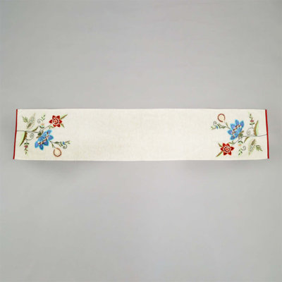 Chemin de table en coton brodé Blue Flower