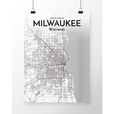 Milwaukee City Map by Nancy Lee - Unframed Graphic Art Print on Paper