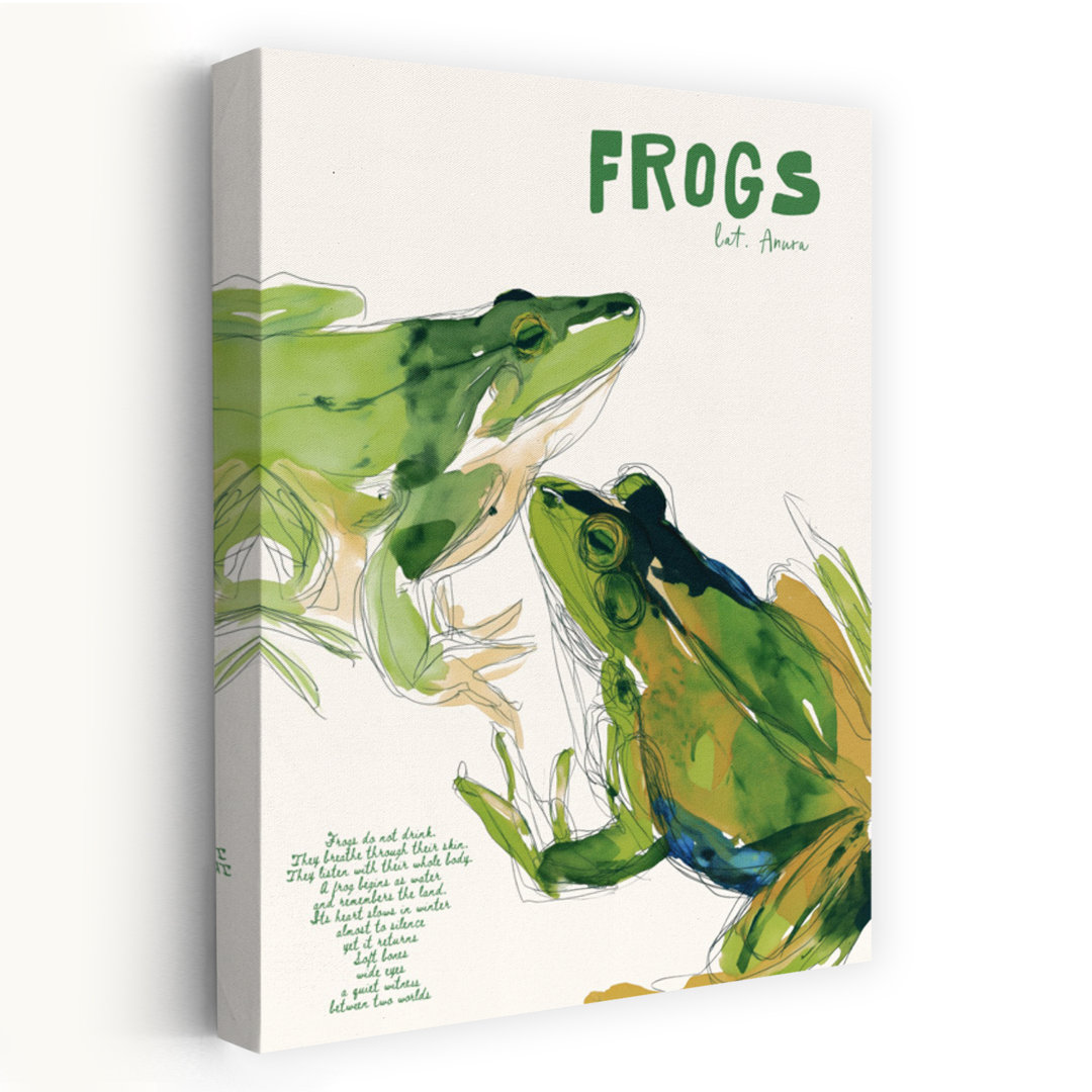 Green Frogs Watercolor Modern Contemporary Frog Nature Wildlife Wall Art Print
