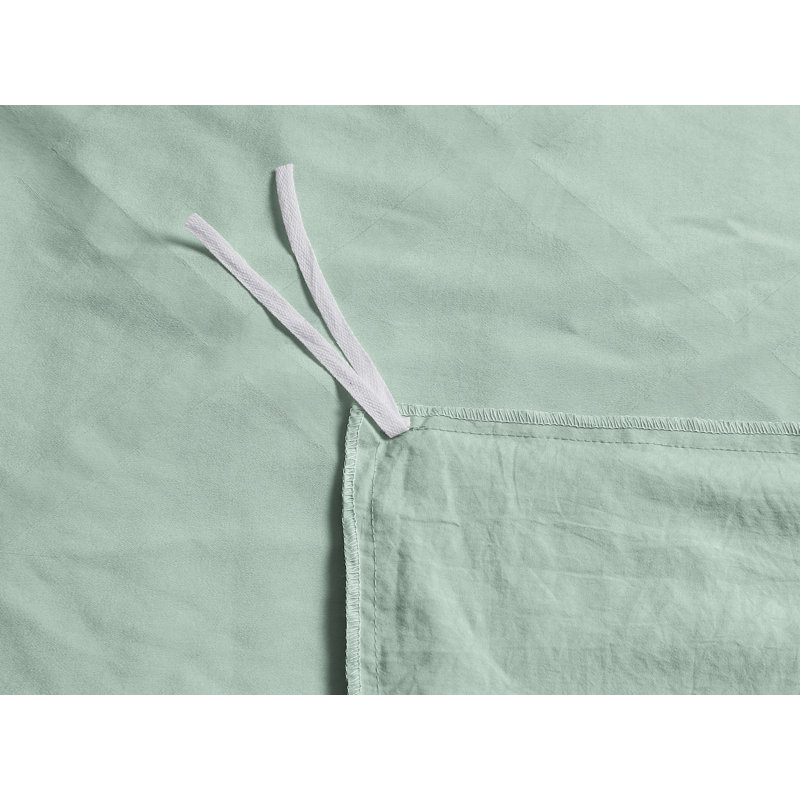  Parure de lit carrée en microfibre prélavée, Housse de couette très grand et 2 taies, Menthe poudreuse