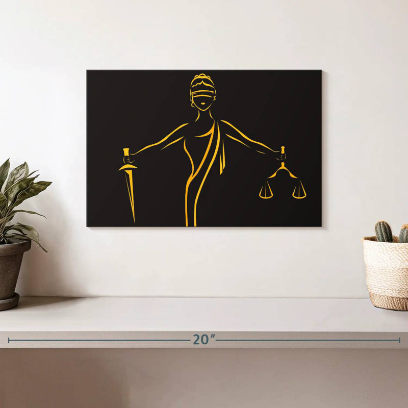 Alcaraz Golden Lady Justice Sketch, 30" H x 45" W