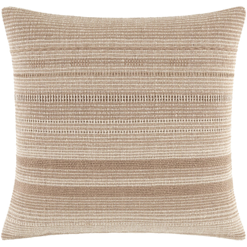 Housse de coussin Dalton, Carré 20 po, Housse de coussin seulement - sans coussin, Brun clair / beige