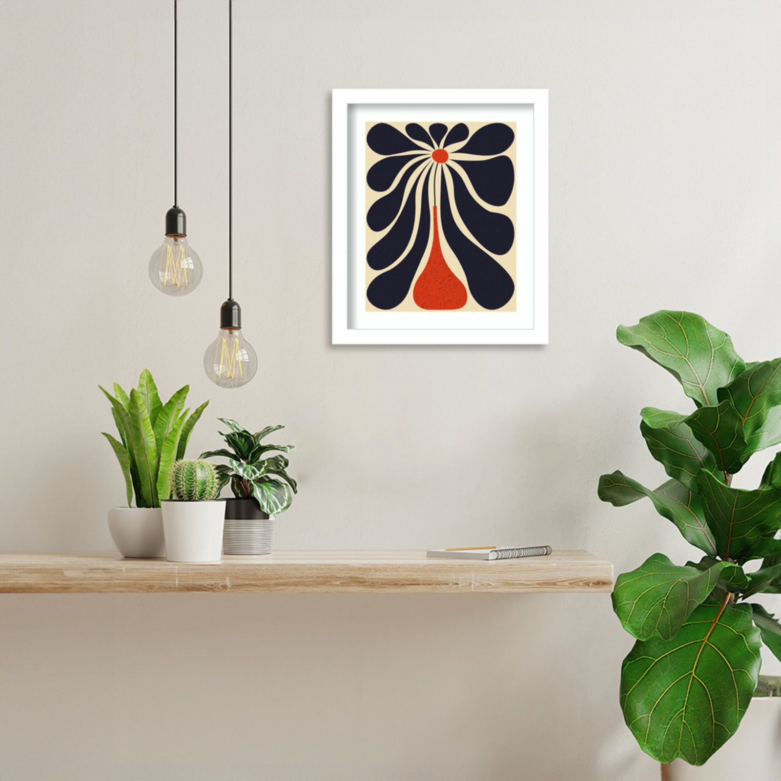 Lazy Flower Print by Alisa Galitsyna, White Framed, 13" H x 11" W