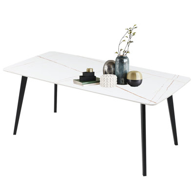 Junietta Stone Top Metal Base Dining Table