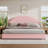 Bensu Luxury Curve-Shaped Headboard Bed Frame, Elegant Boucle Upholstered Platform Bed with Modern Design-756670531-770810540