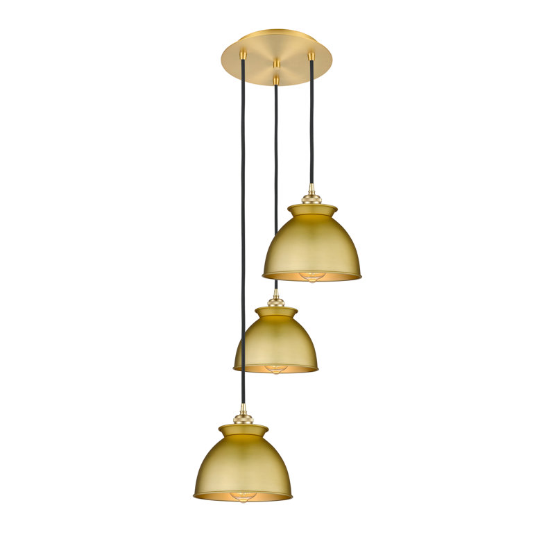 Luminaire suspendu 3 lumières à 3 lumières, Or satiné, Or satiné