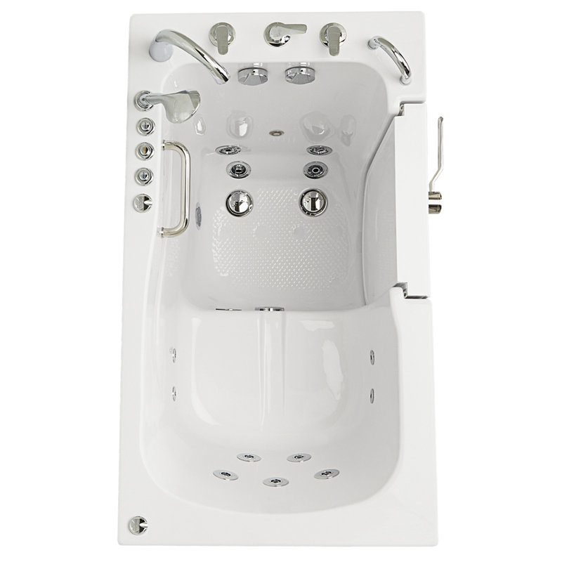 Ella Capri 30" x 52" Acrylic Hydro Massage w/ Independent Foot Massage and Heated Seat Walk-In Bathtub, Right