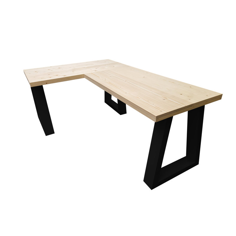 Aghadavy Solid Wood Writing Desk, 75" H x 180" W x 70" D, Black, Light Oak
