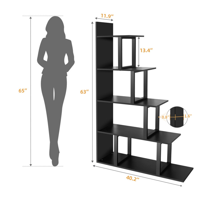 Amill Corner Shelf Unit，Set of 2 Ladder Shelving Unit, Black