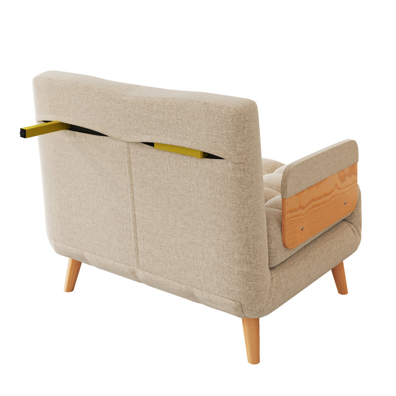 Canapé-lit inclinable avec dossier réglable Kikumi, H 32,28 po x l 37 po x P 31,5 po, Natural Wood