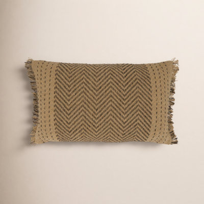 Carey Fringed Cotton Lumbar Throw Pillow