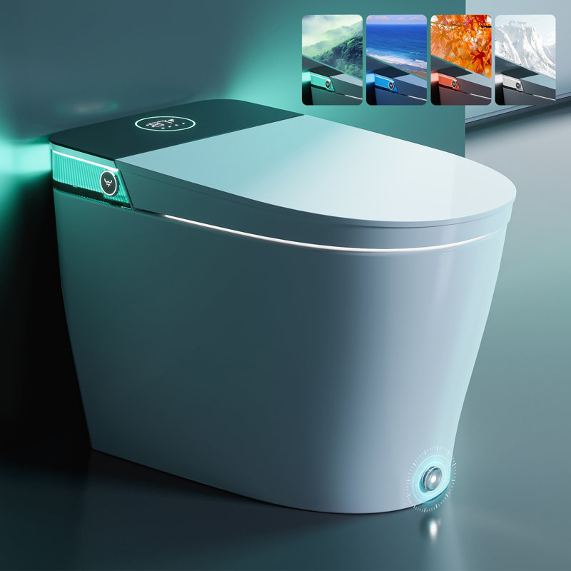 Upgraded Smart Bidet Toilet – Adjustable Cleaning  Drying, No Water Pressure Limit, Auto Open/Close, Auto Flush, Sterilization Features