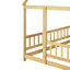 Lit double en bois pleine grandeur avec structure de toit, garde-corps de sécurité, rose-1738278235-1738278233