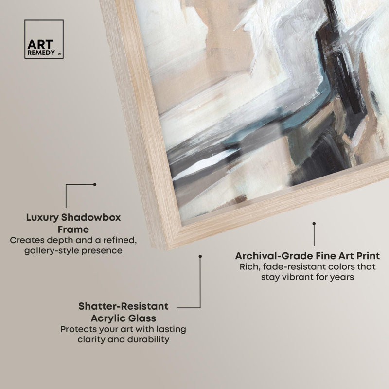 Décoration murale Melodious Art Shadowbox Print Coastal par Art Remedy, H 25 po x l 25 po, Crème, crème