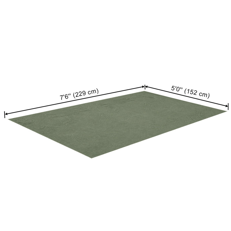 Tapis Elion lavable à la machine moderne, couleur sauge, Sauge, 5 pi 0 po x 7 pi 6 po