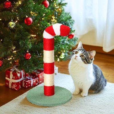 20.5'' Christmas Candy Cane Cat Scratching Post