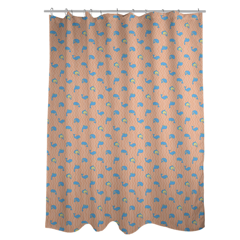 Rideau de douche simple katelyn elizabeth baleines, Orange / Bleu