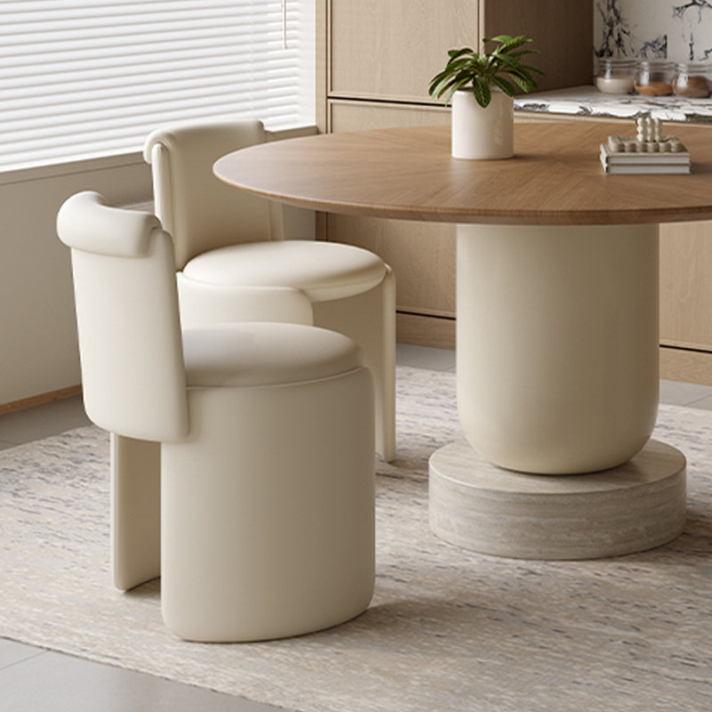 Creative High-end Durable Oak Tabletop Round Table, Cream, 29.52"H x 47.24"L x 47.24"W