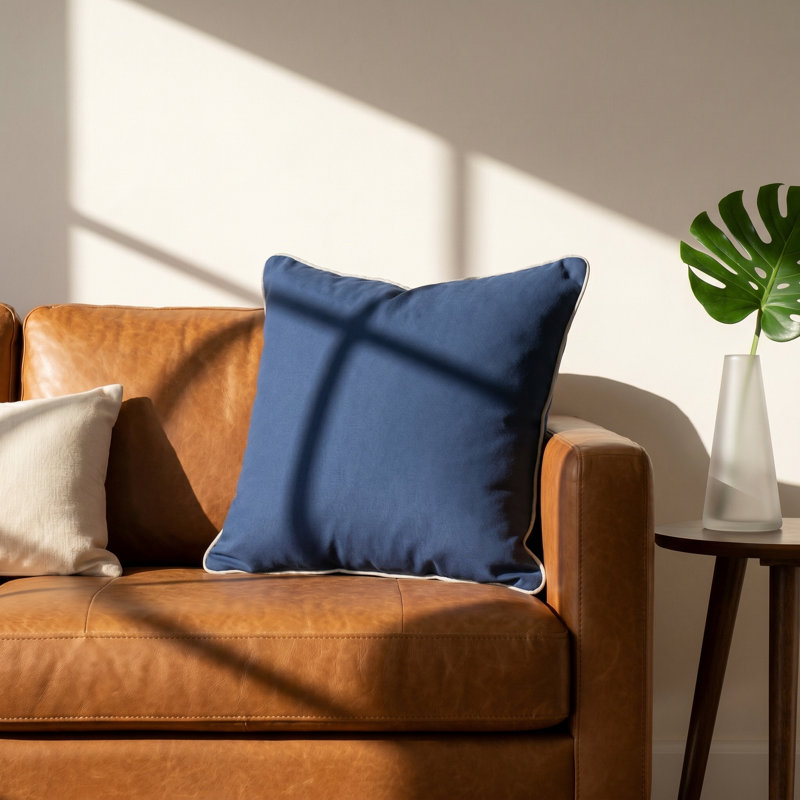 Estrada Sunbrella® Outdoor Reversible Throw Pillow, 22" x 22", Navy