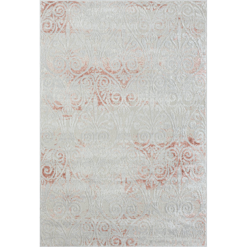 Tapis ivoire / rose Eloise, Rectangle 7 pi 9 po x 9 pi 9 po