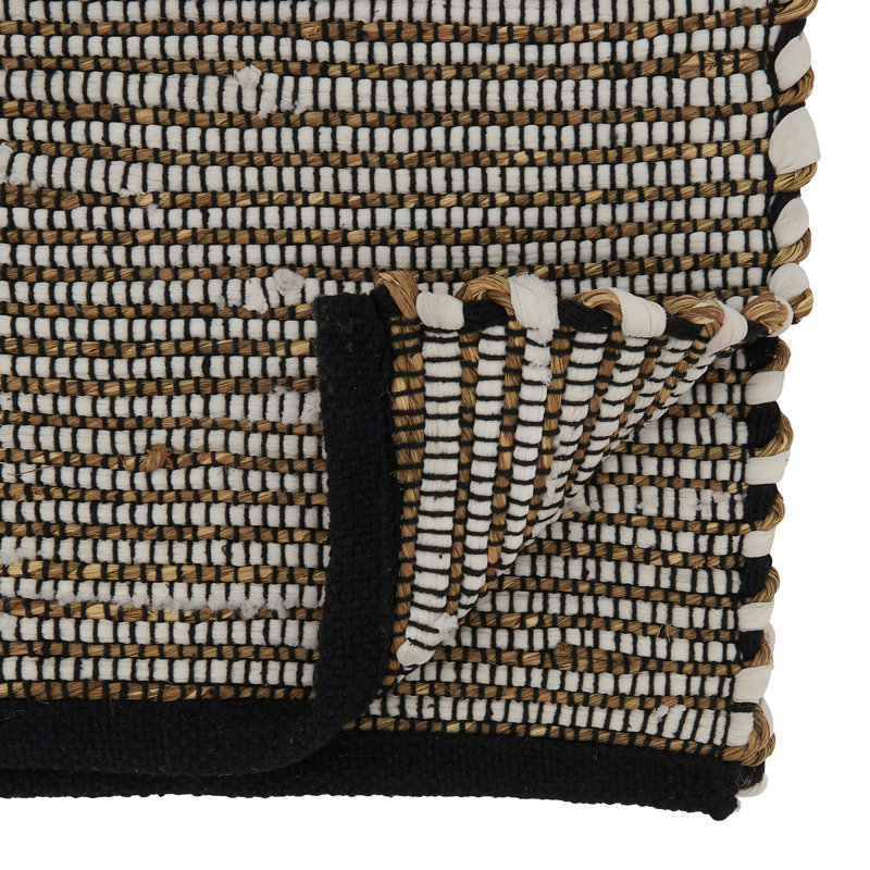 Black and White Jute Striped Table Runner, 16" x 72"