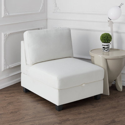 29.5" White Modular Storage Sofa Chair - Fabric Upholstered, Versatile Sectional Component for Custom Sofa Layouts