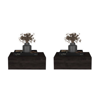 Custer Floating Nightstands Set of 2 - Wall Mounted Bedside Tables for Bedroom