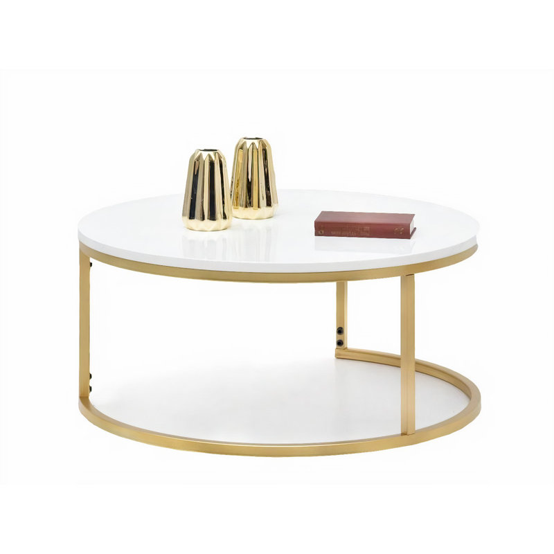 Centeno Frame Coffee Table, 36cm H x 80cm W x 80cm D, White Marble, Black
