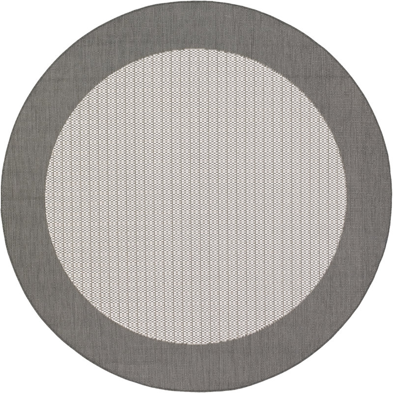 Tapis intérieur / extérieur gris Sania, Tapis rond : 8 pi 6 po