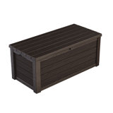 Keter Eastwood 150 Gallon Durable Resin Outdoor Storage and Organization Deck Box For Patio Furniture and Supplies, Brown