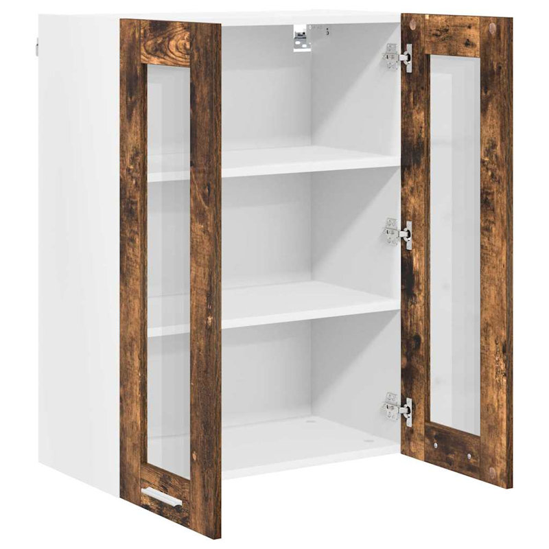 Vidaxl Hanging Cabinet With Storage Riga Grey Sonoma 60 X 31 X 80 Cm, 80cm H x 60cm W x 31cm D, Smoked Oak