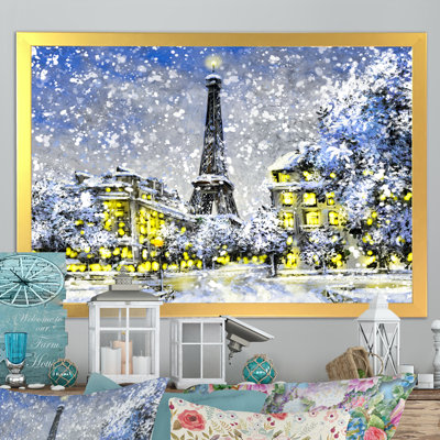 «Paris In Christmas Winter Ii», reproduction d'art sur toile traditionnelle