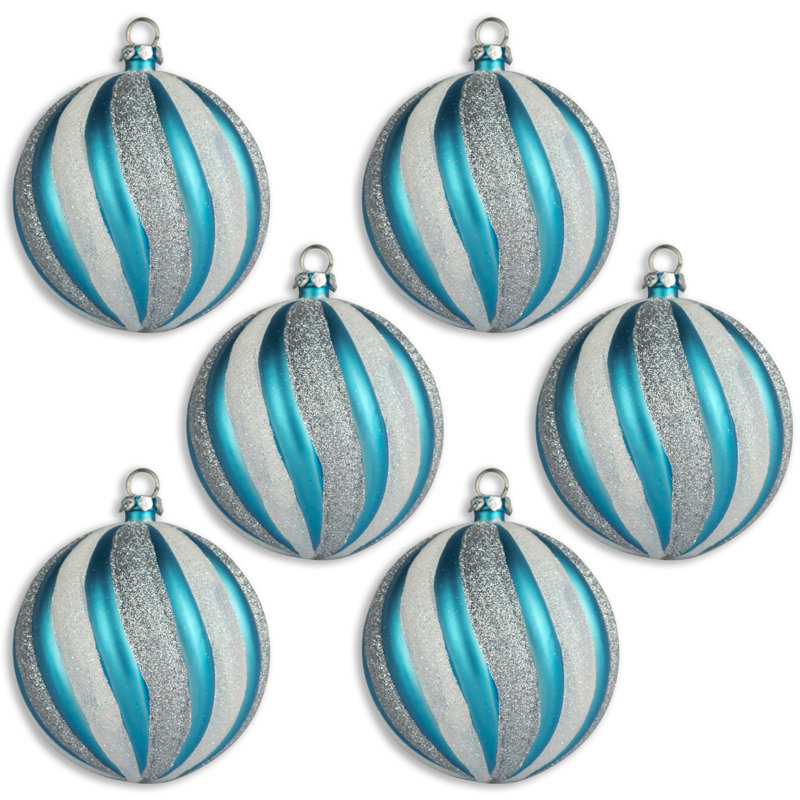 Ensemble d'ornement boule 6 pièces, Aqua / argenté