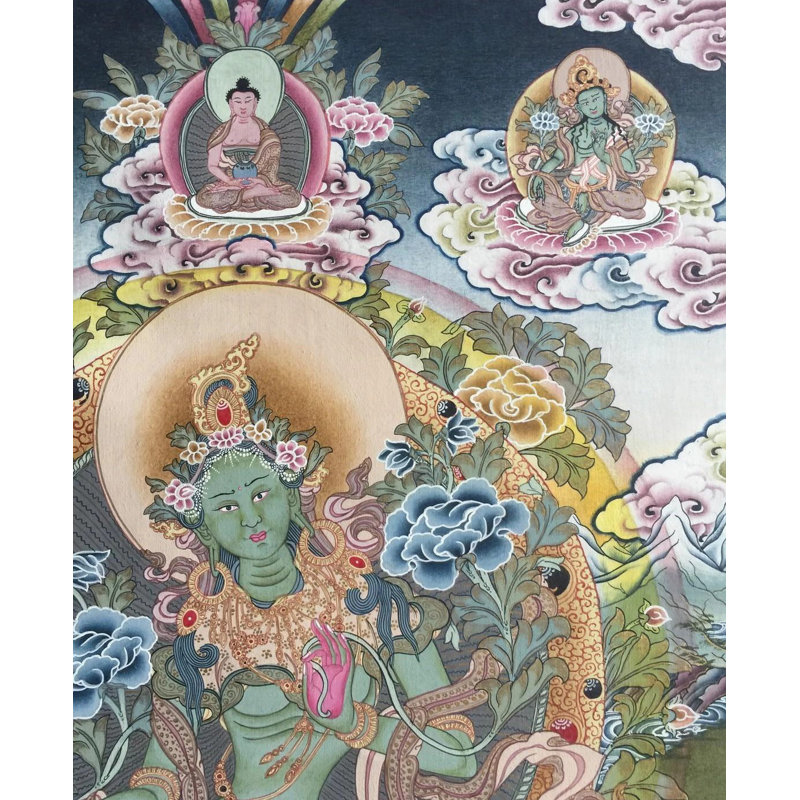 Vert Tara Thangka (Thangka sans brocart)