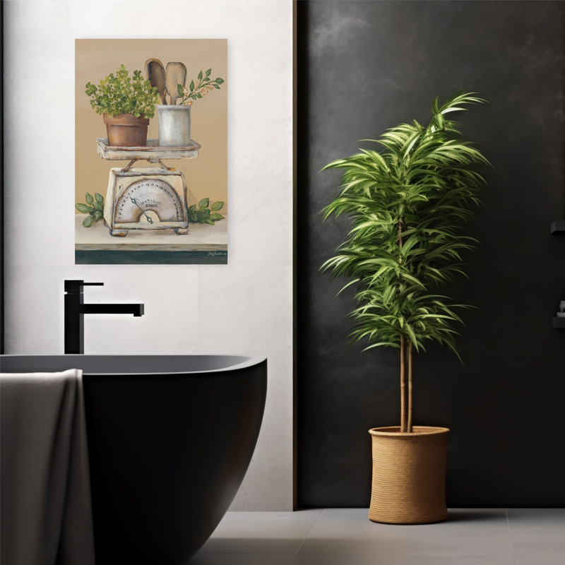 Jardin, ferme, cuisine, rustique rétro, plante abstraite, art, H 24 po x l 16 po