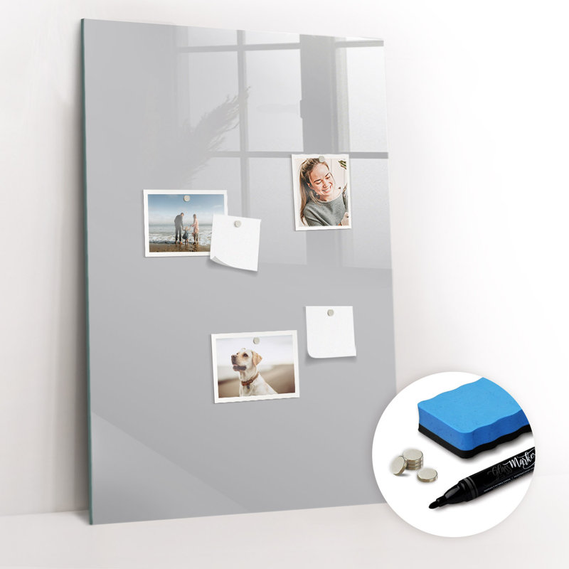 Magnetic Glass Dry Erase Board, Bright Grey
