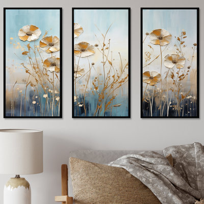 Beige Wildflowers Breeze III - ensemble d'art sur toile Wildflowers