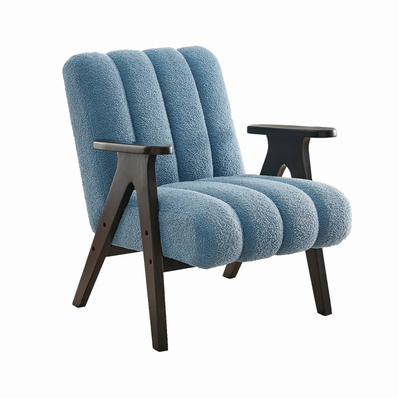 Chaise d'appoint rembourrée, chaise à structure en bois pour la maison, le bureau, Bleu