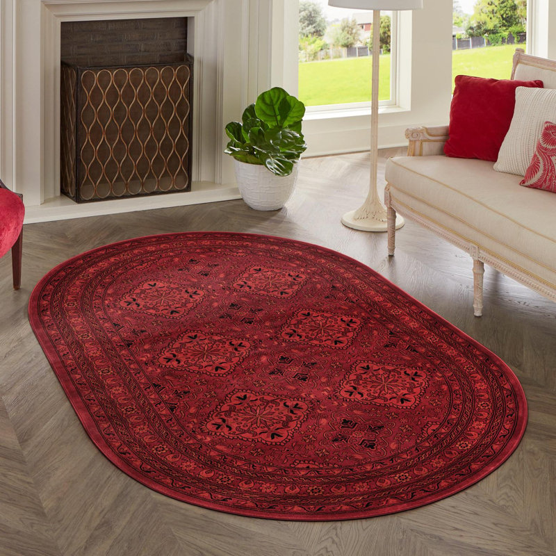 Tapis oriental rouge Amro, Oval 6'1" x 9'