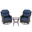 Ensemble de conversation d'extérieur en rotin pour 2 personnes Adcox avec table d'appoint, 2 chaises pivotantes et coussins bleus-1513170355