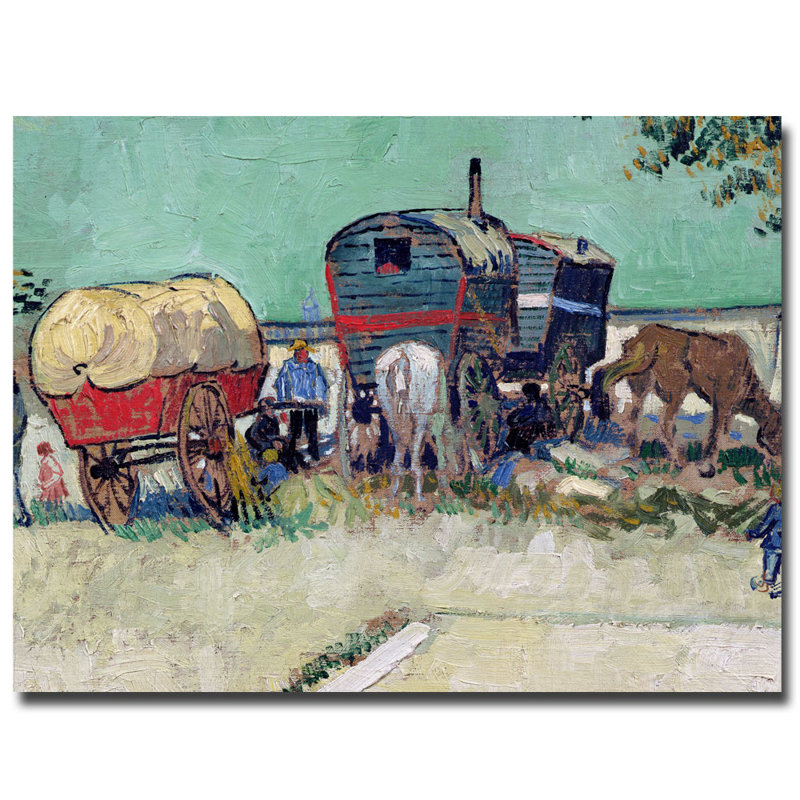 «Gypsy Encampment Arles, 1888» par Vincent Van Gogh, reproduction sur toile, H 24 po x l 32 po x P 2 po