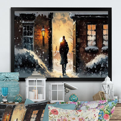 «Man Walking in Winter Scene», reproduction sur toile