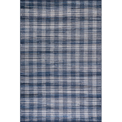 Denim Plaid Machine Washable Rug