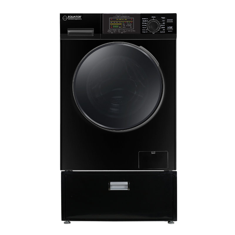 Black 1.62 cu. ft. Smart Electric All-in-One Washer Dryer with Pedestal