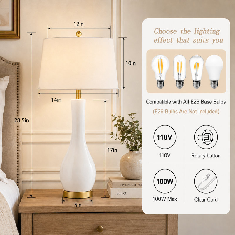 Leithgow Ceramic USB Lamp, White