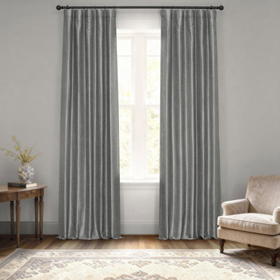 Rayne Vintage Textured Faux Dupioni Silk Room Darkening Curtains Window Single Curtain Panel