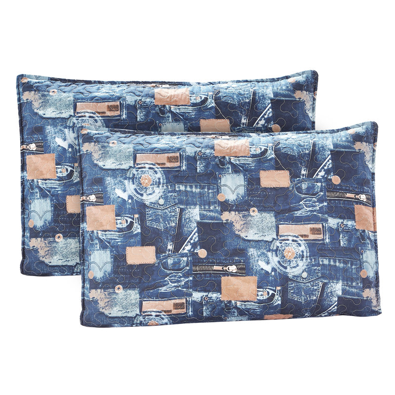Jeans Traditional Polyester Patchwork Quilt, Super Queen