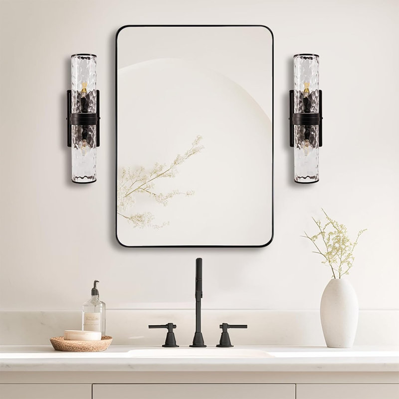 Miroir de salle de bain Inse Cadre en acier inoxydable, 32 po x 24 po, Nickel brossé