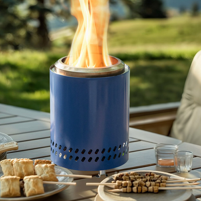 Mini Stainless Steel frame Tabletop Firepit, Blue