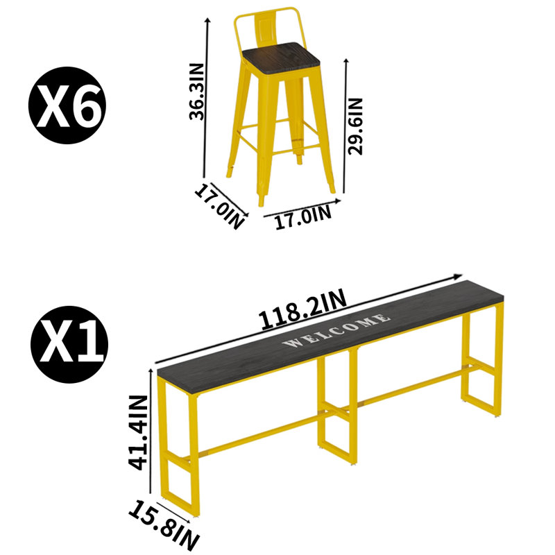 Ensemble de salle à manger rectangulaire L 118,2 po x l 15,8 po Katence